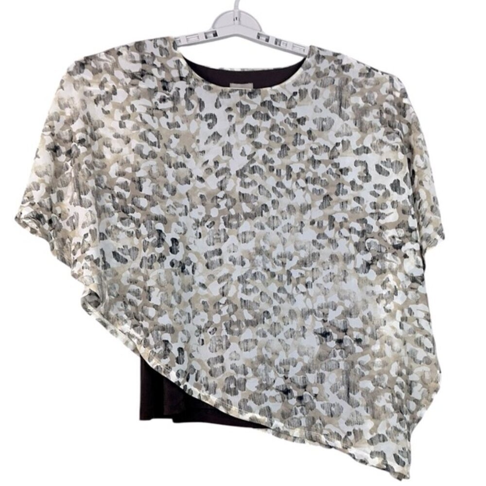 Chico’s Chiffon Asymmetrical Top Sheer Layer Sheath Animal Print Neutral Sz 0 Sm - Picture 12 of 16
